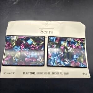 Tip Toe Colorful Mosaic Shoe Clips Purple Blue Black Vintage Made In France
